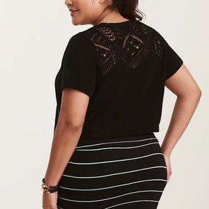 Torrid Black Crochet Back Drape Shrug